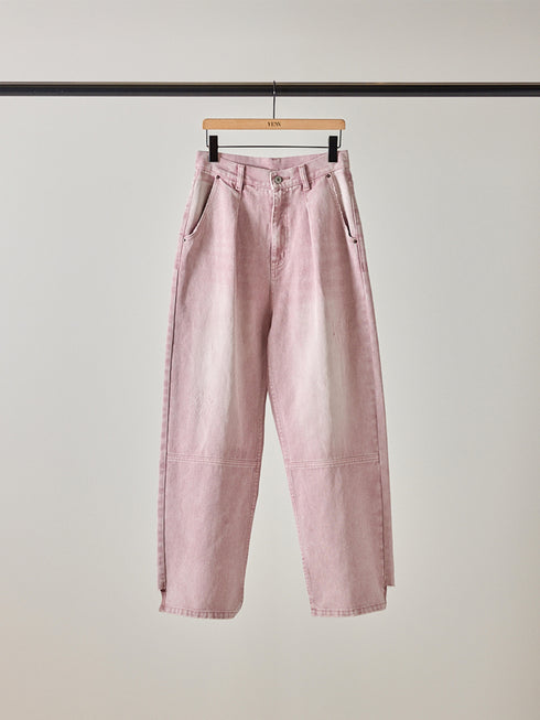 HIGH RISE TUCK WIDE PANTS / PINK /Y252-31064